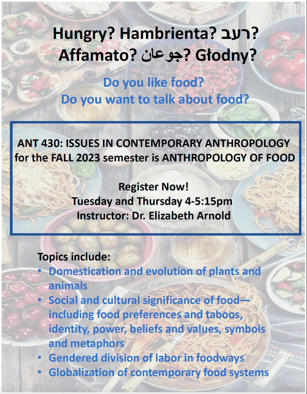 ANT 430: Anthropology of Food